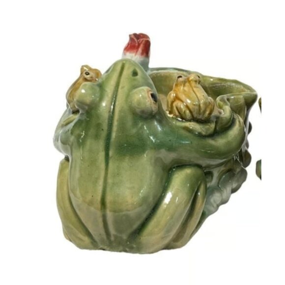 Green Glazed Frog Planter Pot - Picture 9 of 14
